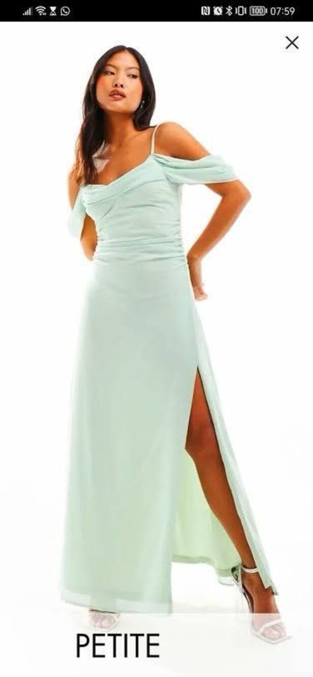Tfnc London Womens Cold Shoulder Cowl Neck Chiffon Maxi Dress Size 10